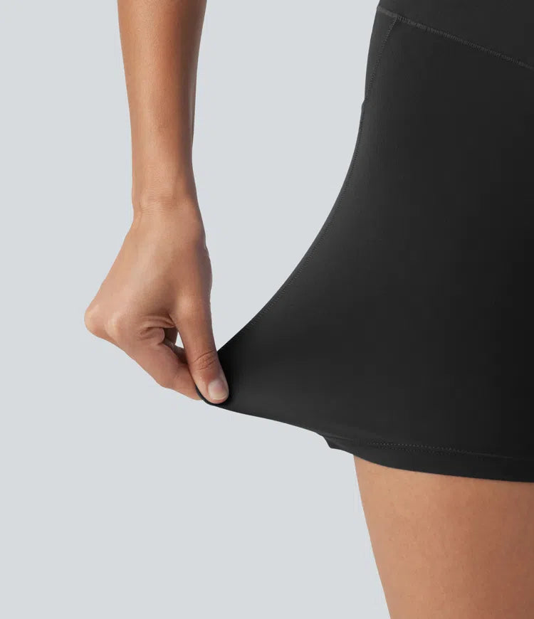 SoftlyZero High Waisted Crossover Yoga Biker Shorts 5&