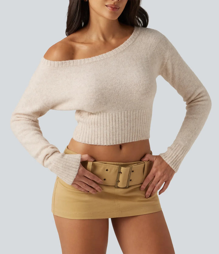 One Shoulder Batwing Long Sleeve Casual Jumper