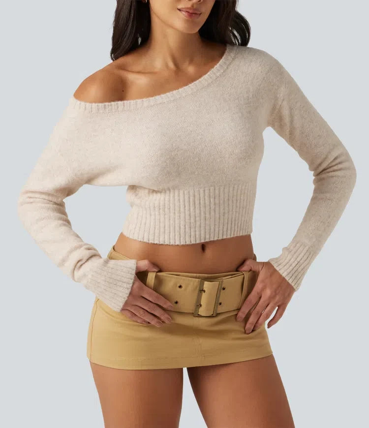 One Shoulder Batwing Long Sleeve Casual Jumper