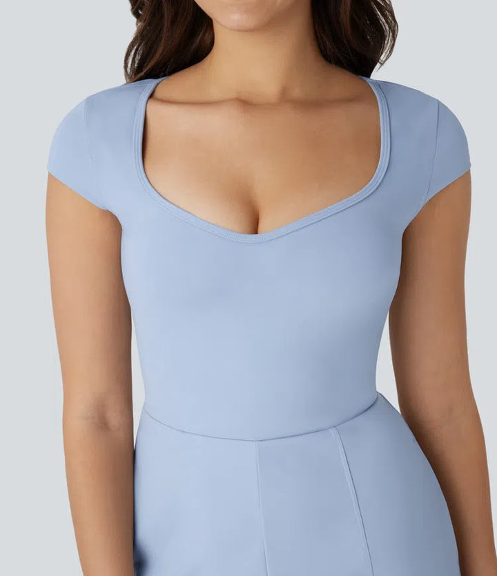 SoftlyZero Airy U Neck Cap Sleeve Pocket InstantCool Yoga Playsuit-Easy Peezy