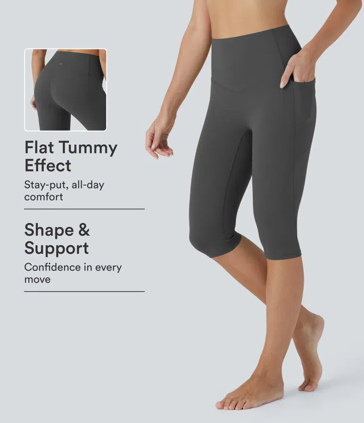 Halara UltraSculpt High Waisted Tummy Control Pedal Pusher Yoga Leggings with Pockets