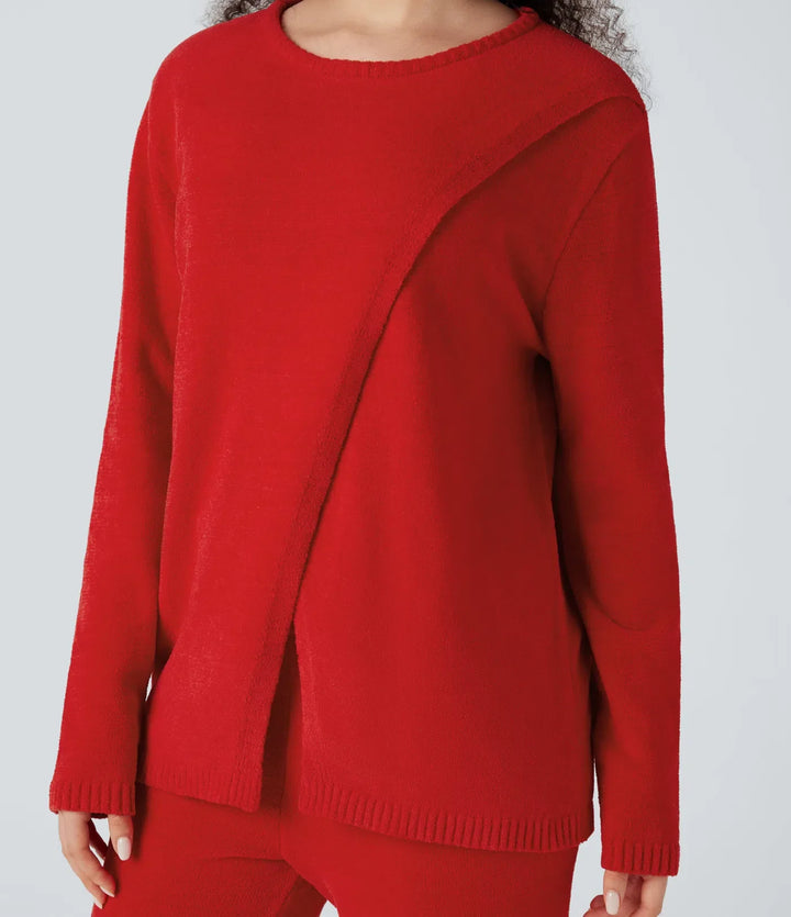 Round Neck Long Sleeve Jumper Knit Lounge Top