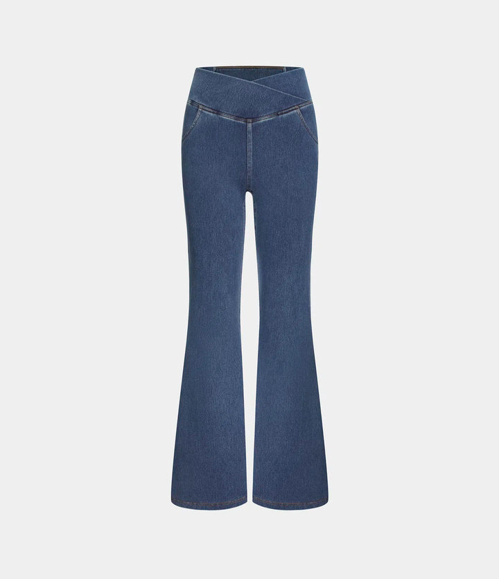 Halara Flex High Waisted Crossover Pocket Washed Casual Jeans