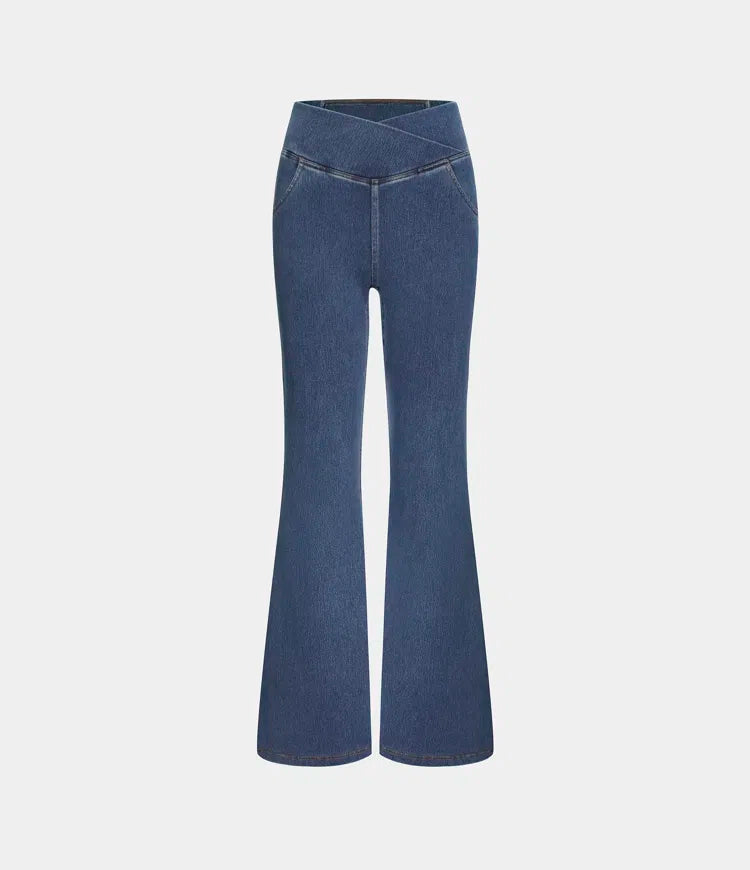 Halara Flex High Waisted Crossover Pocket Washed Casual Jeans