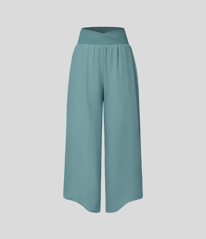 Breezeful High Waisted Crossover Quick Dry Resort Trousers with Pockets