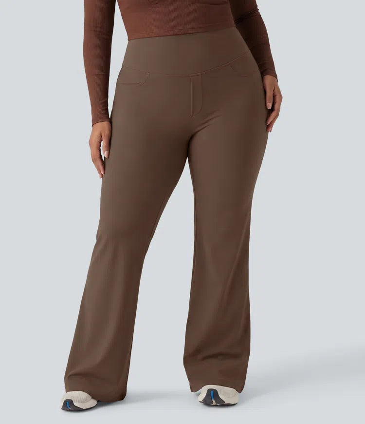 Plus Size DayStretch High Waisted Tummy Control Wide Leg Baggy Yoga Trousers with Pockets