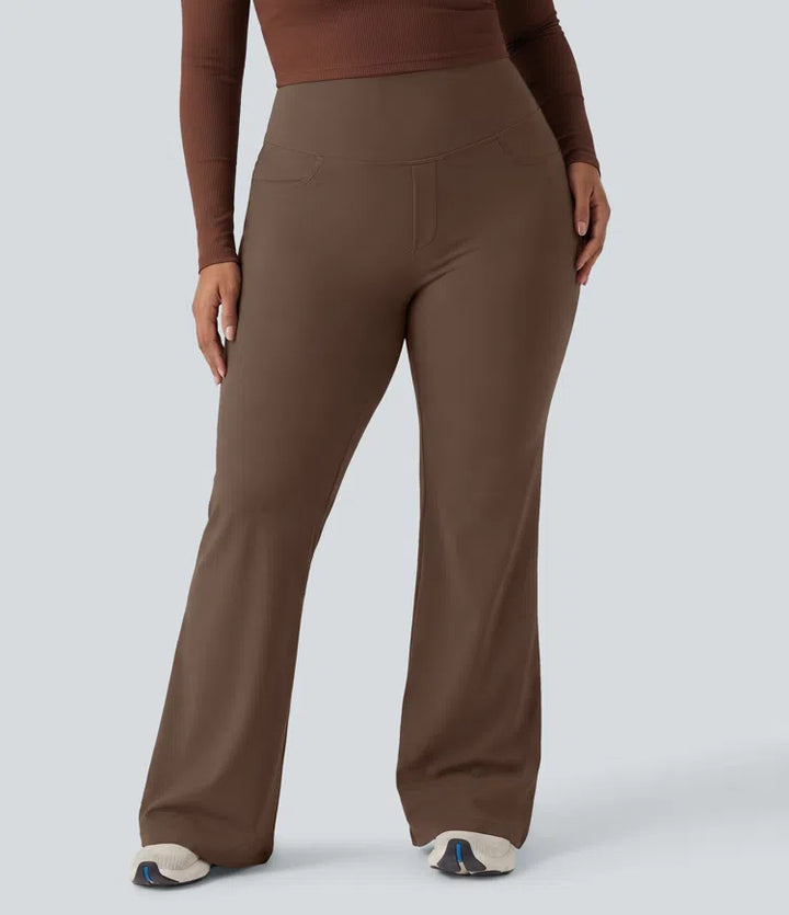 Plus Size DayStretch High Waisted Tummy Control Wide Leg Baggy Yoga Trousers with Pockets