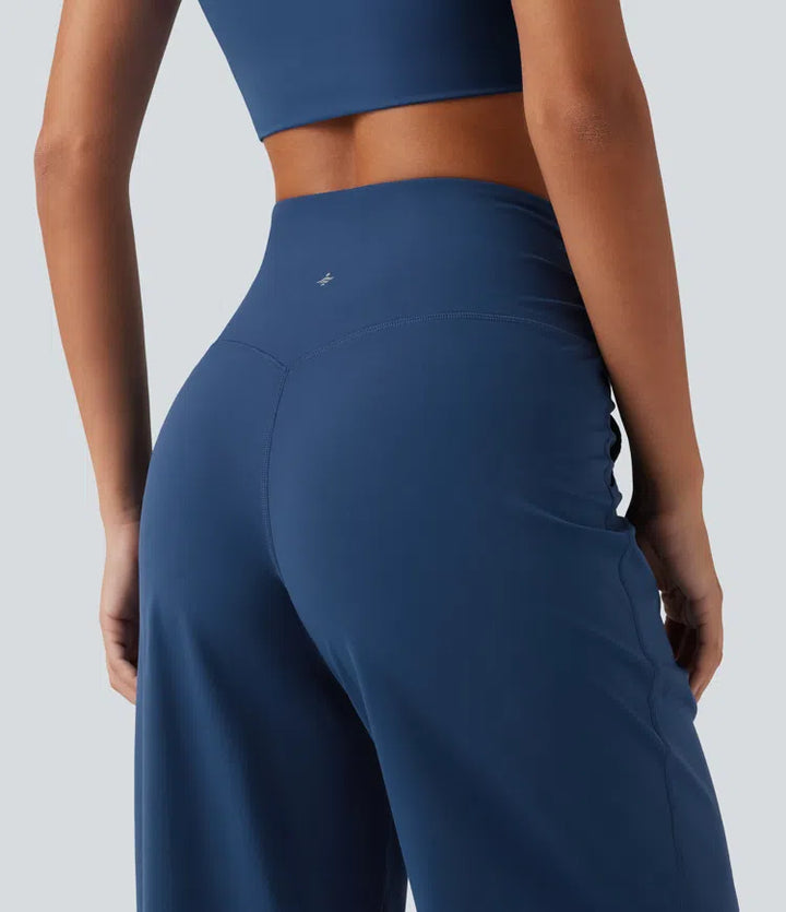 Halara UltraSculpt High Waisted Crossover Straight Leg Yoga Trousers with Pockets