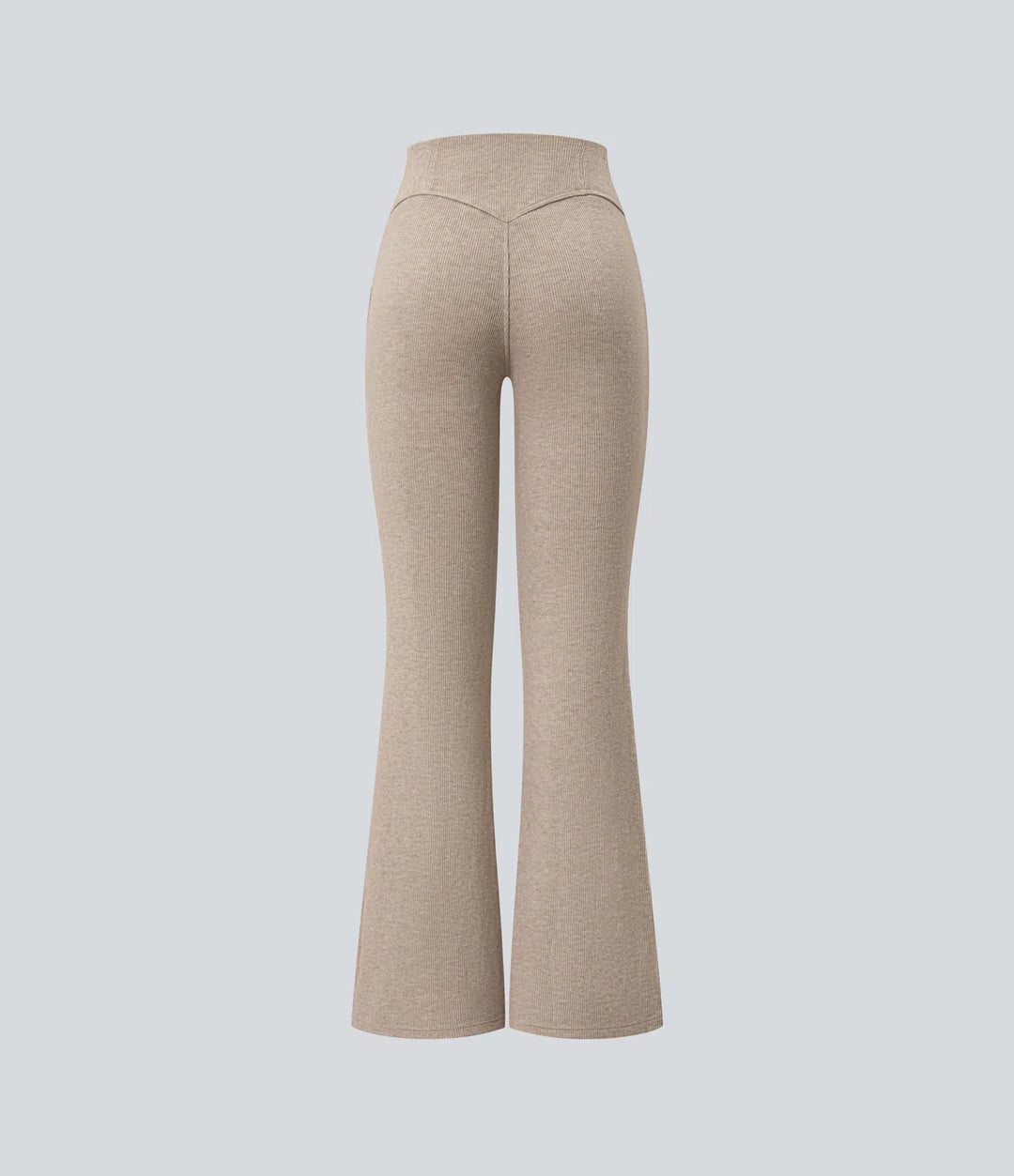 Ribbed High Waisted Tummy Control Casual Flare Trousers