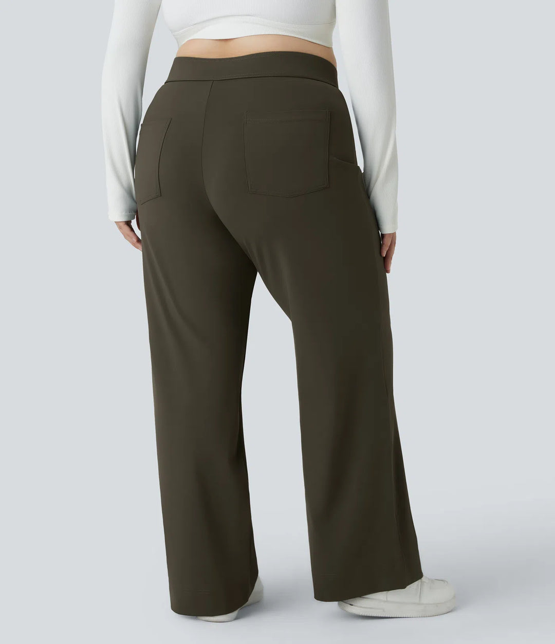 DayStretch High Waisted Pockets Straight Leg Casual Plus Size Trousers