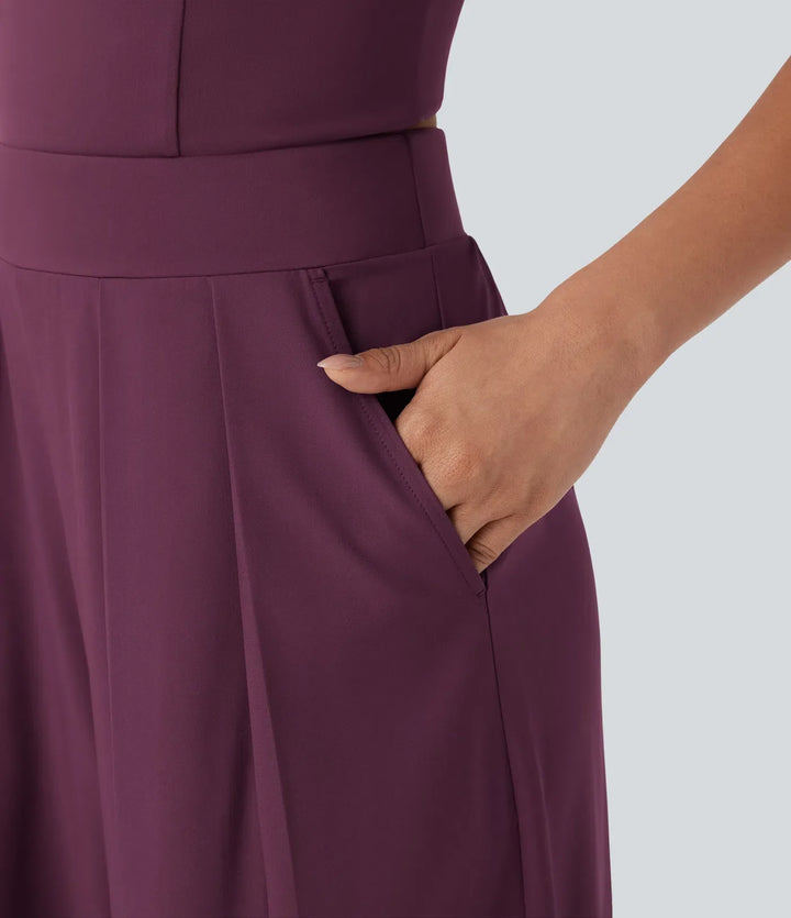 Breezeful Wide Leg Quick Dry Casual Slip Jumpsuit with Pockets-Easy Peezy Edition