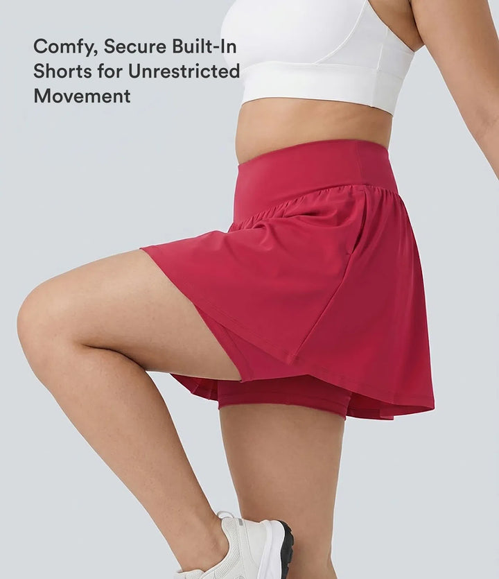 SoftlyZero Airy Super High Waisted 2-in-1 InstantCool Yoga Plus Size Shorts 7" with Pockets