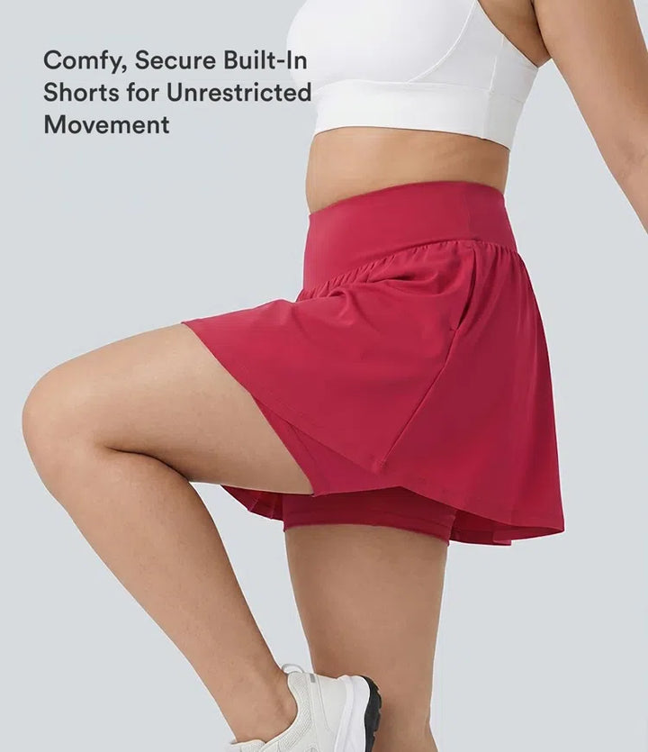 SoftlyZero Airy Super High Waisted 2-in-1 InstantCool Yoga Plus Size Shorts 7" with Pockets