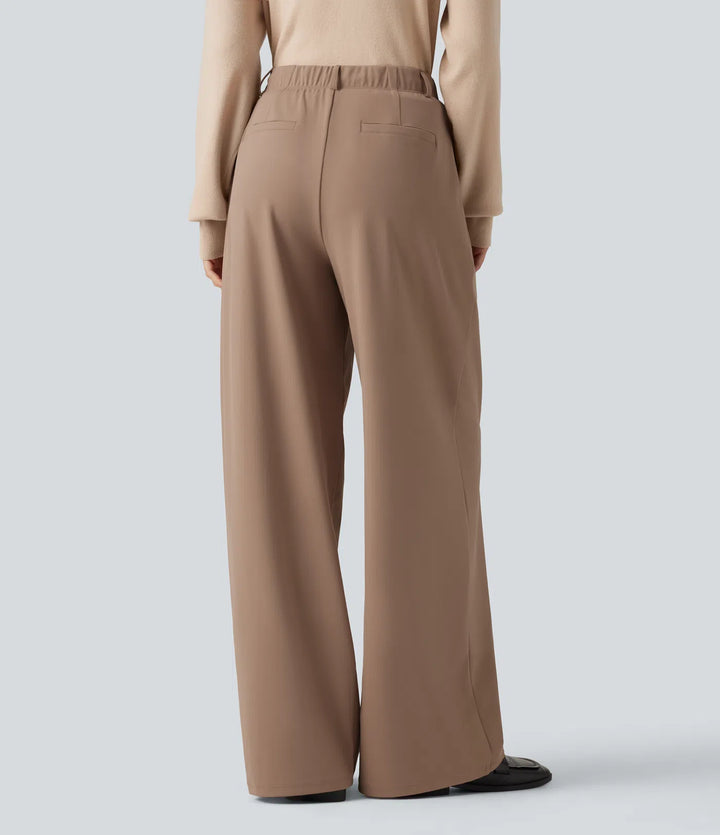 Halara Flex DayStretch Mid Rise Drawstring Wide Leg Work Trousers with Pockets