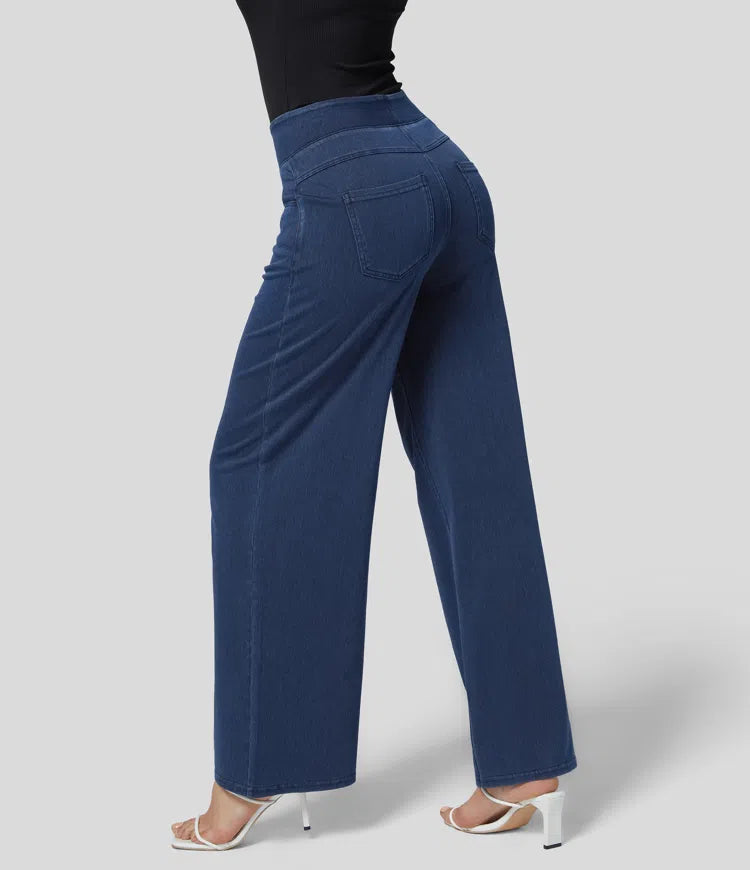 Halara Flex High Waisted Pockets Wide Leg Loose Work Jeans