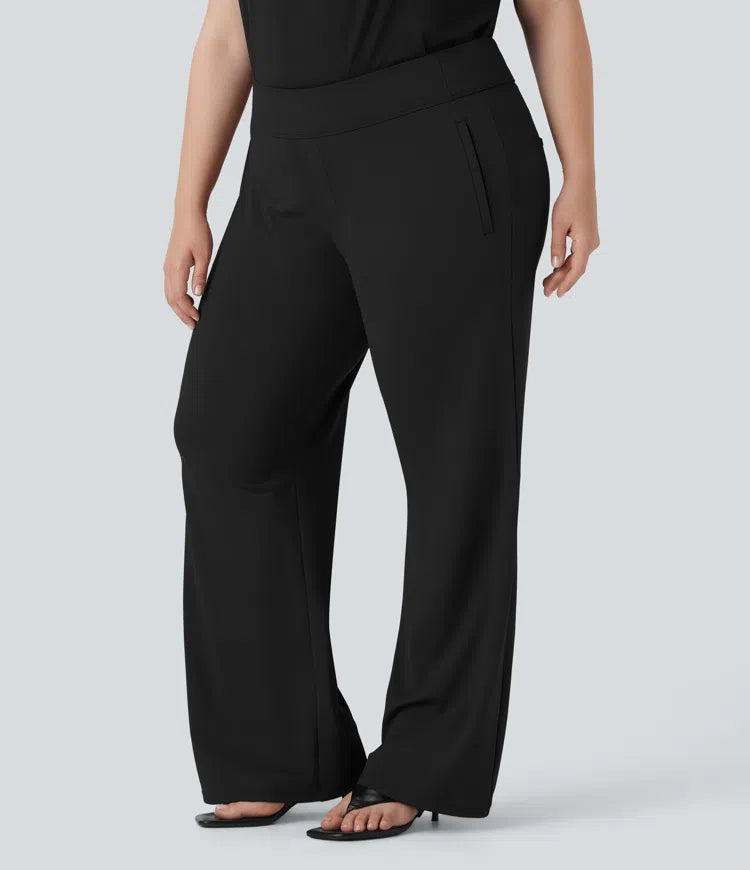 Plus Size Halara Flex DayStretch High Waisted Work Flared Trousers with Side Zip Pockets