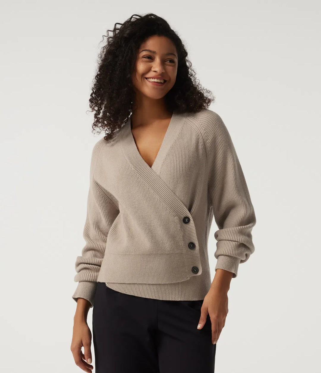 Ribbed Knit V Neck Long Sleeve Work Jumper