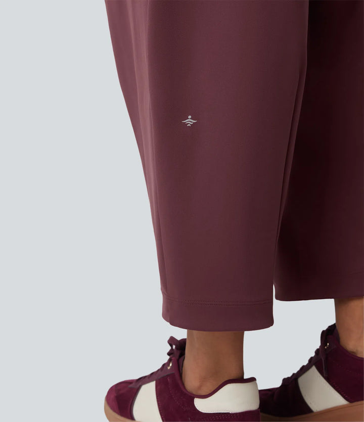 DayStretch Mid Rise Casual Barrel Leg 7/8 Trousers with Pockets