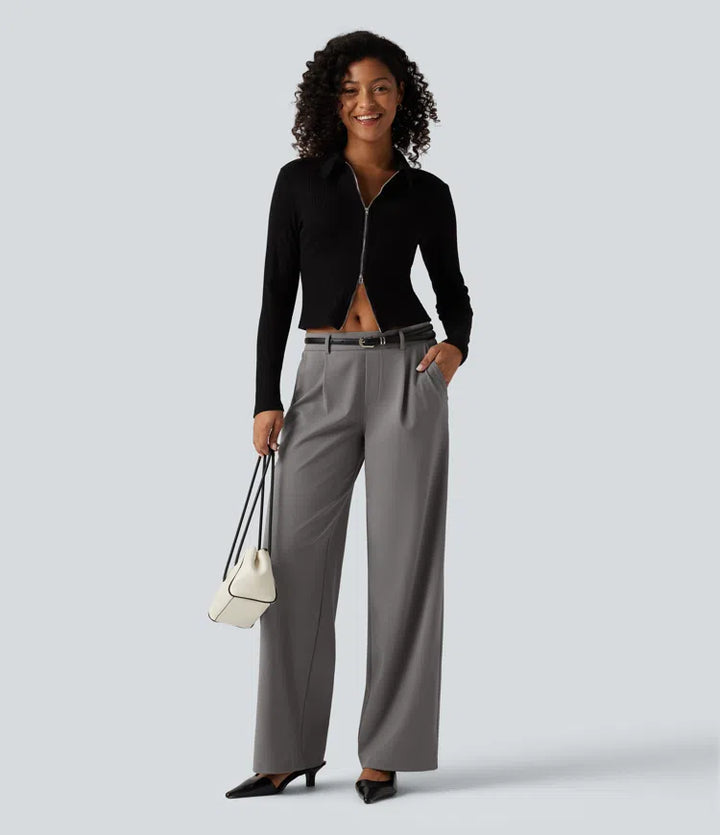 Halara Flex DayStretch Low Rise Straight Leg Work Trousers with Pockets