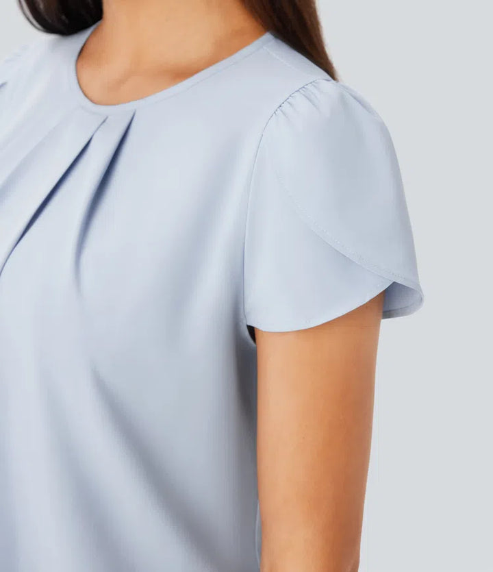 Breezeful Round Neck Short Sleeve Keyhole Back Quick Dry Work Top