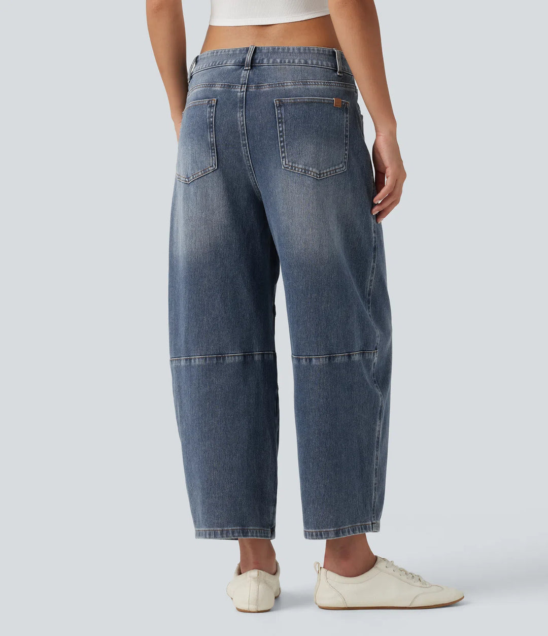 Halara Flex Low Rise Zipper Pockets Barrel Leg Casual Jeans