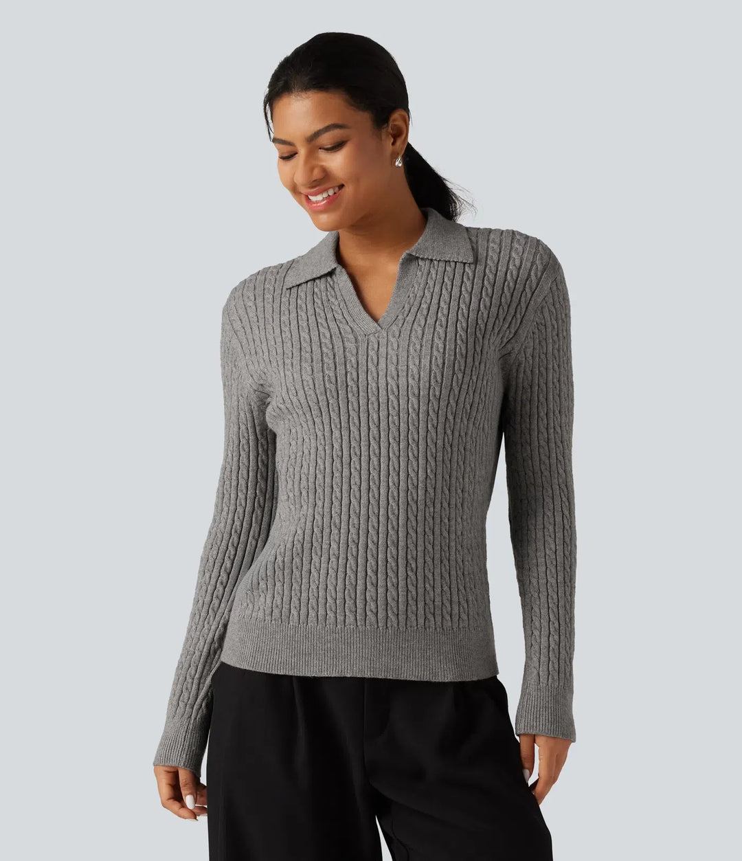 Lapel Long Sleeve Work Jumper