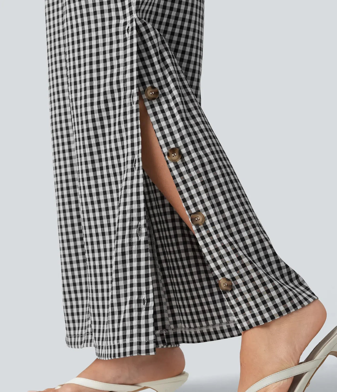 Adjustable Straps Gingham Casual Baggy Overalls with Pockets-Easy Peezy
