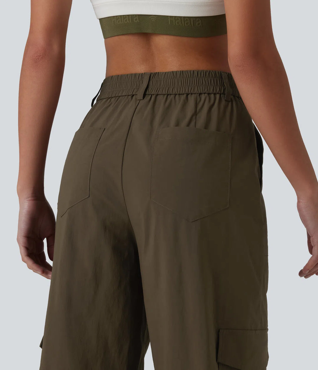 High Waisted Hiking Cargo Straight Leg Trousers with Pockets