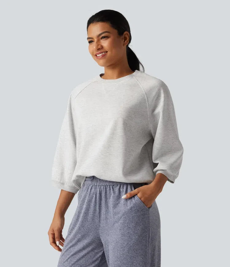 Round Neck Raglan Long Sleeve Casual Sweatshirt