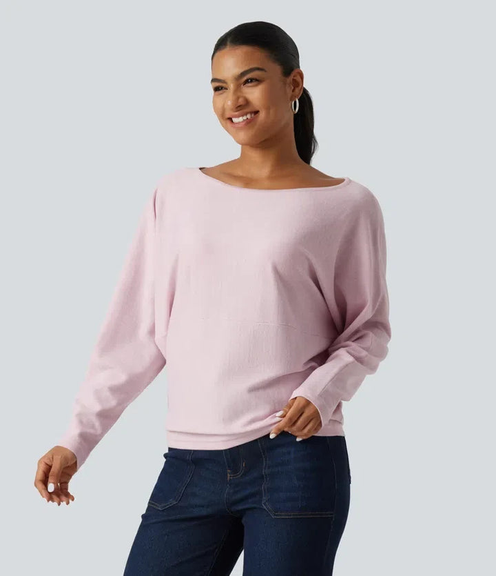 Boat Neck Long Sleeve Casual Jumper