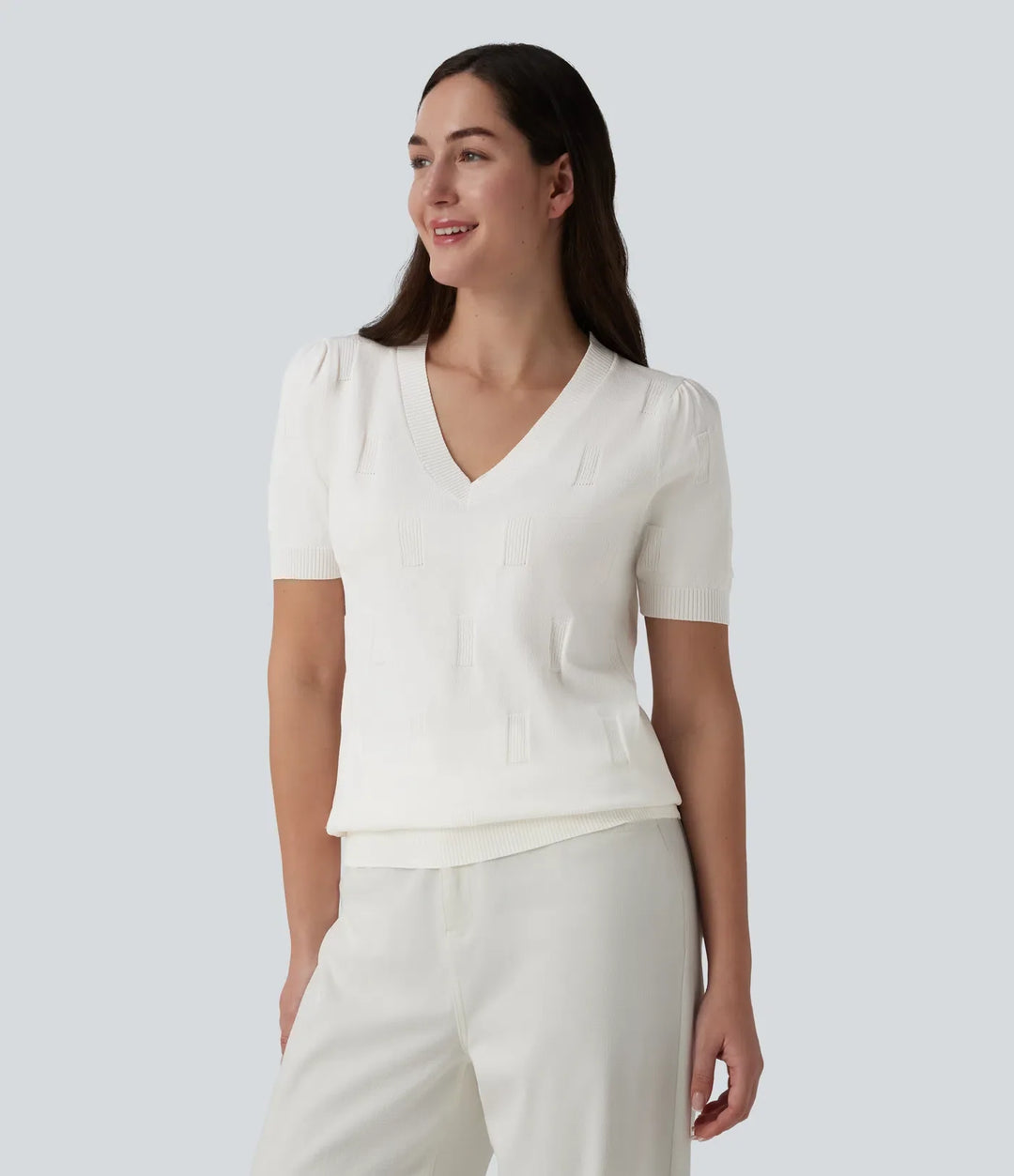 V-neck Short Sleeve Casual Jumper