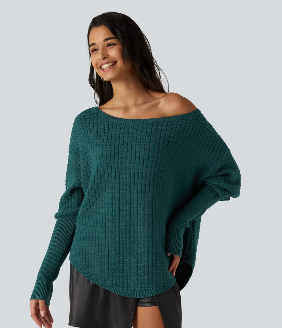 Off Shoulder Batwing Long Sleeve Work Jumper