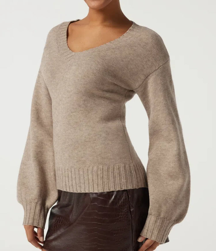 V Neck Long Sleeve Casual Jumper