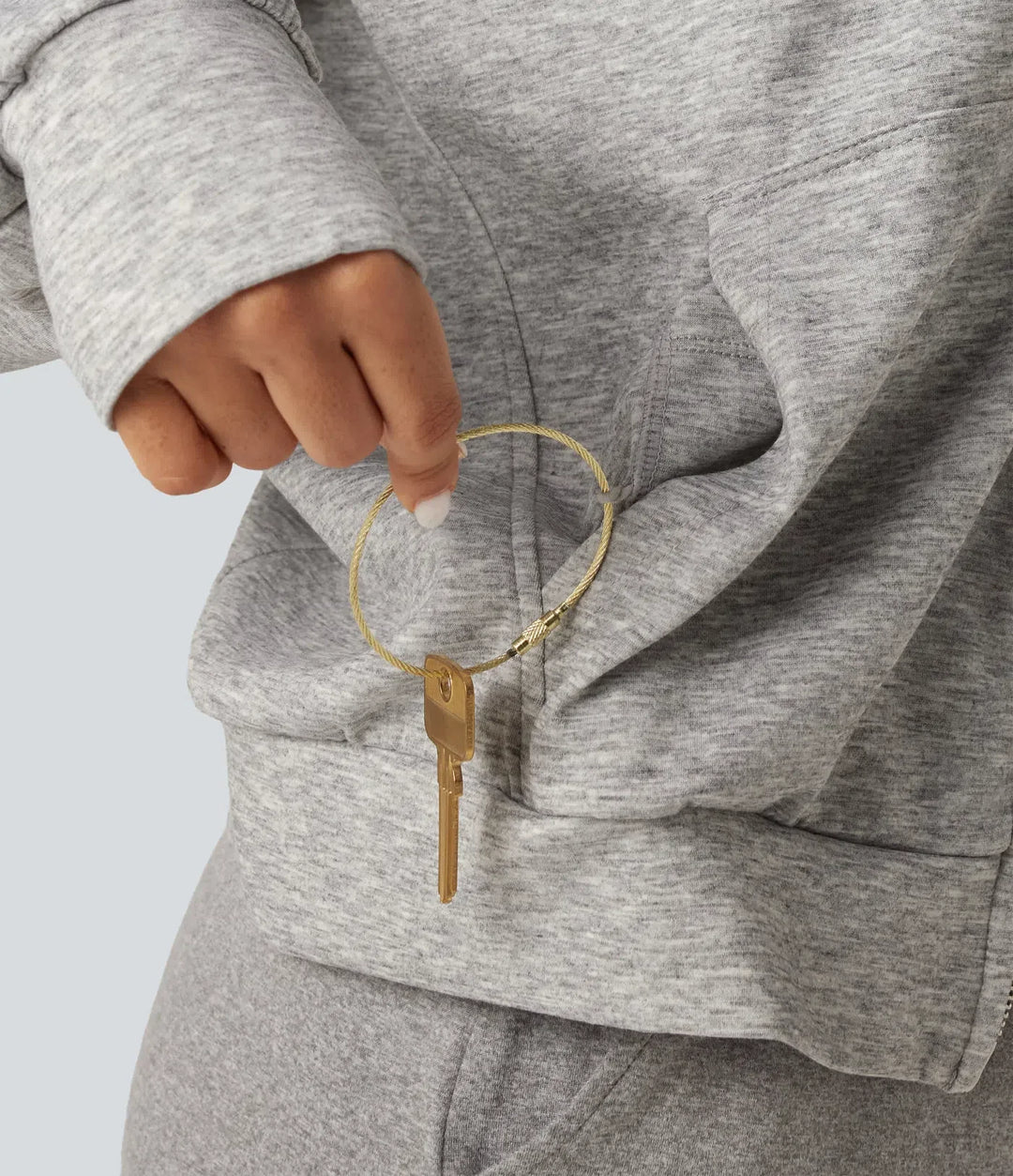 High Neck 2-Way Zipper Long Sleeve Thumb Hole Casual Jacket with Pockets