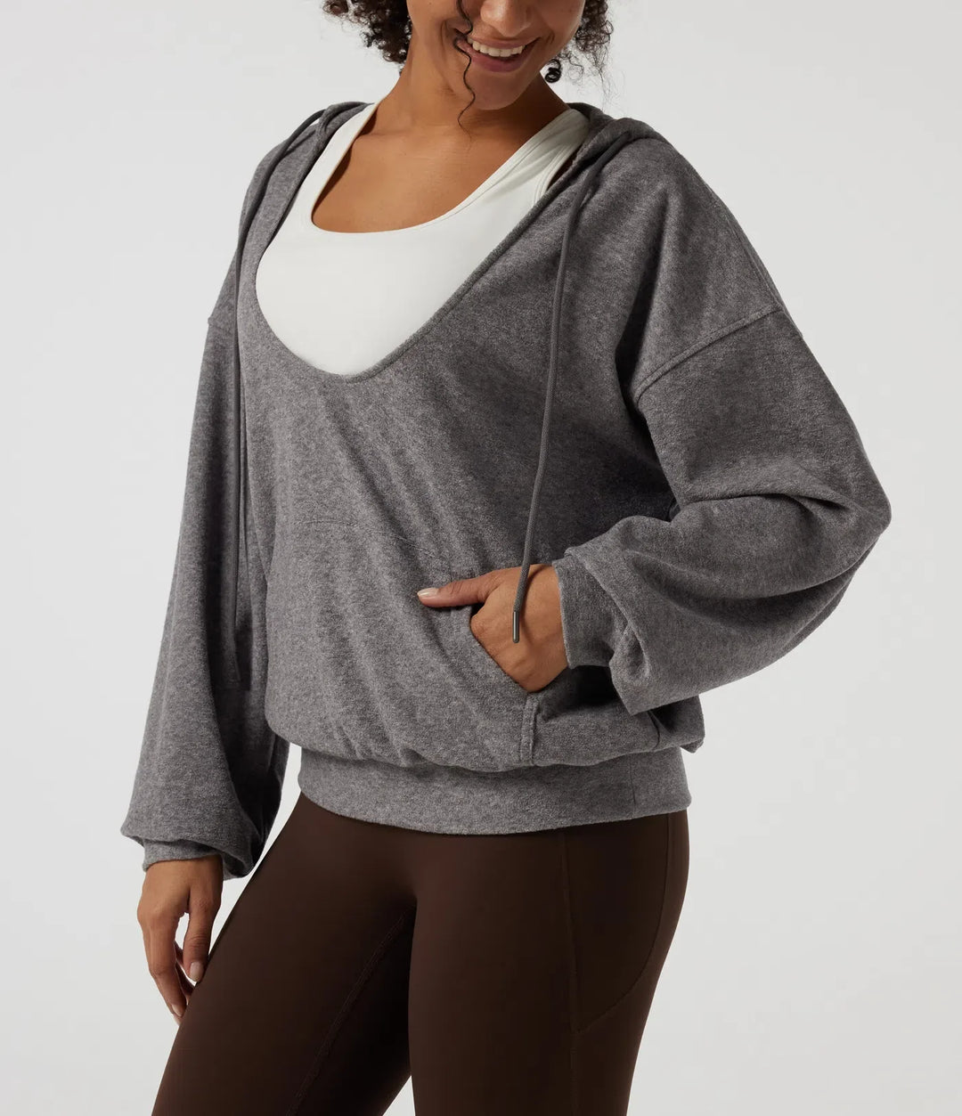 Hooded Long Sleeve Casual Pullover Sweatshirt with Pockets