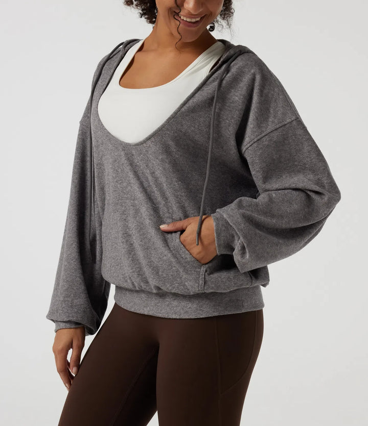 Hooded Long Sleeve Casual Pullover Sweatshirt with Pockets