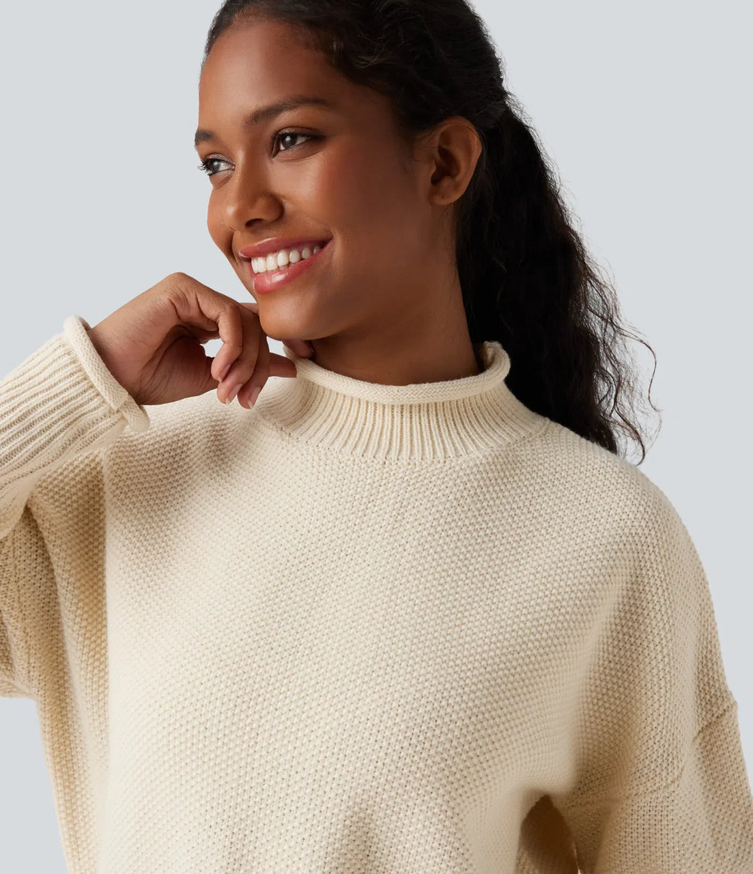Mock-neck Long Sleeve Casual Jumper