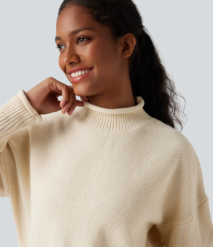 Mock-neck Long Sleeve Casual Jumper