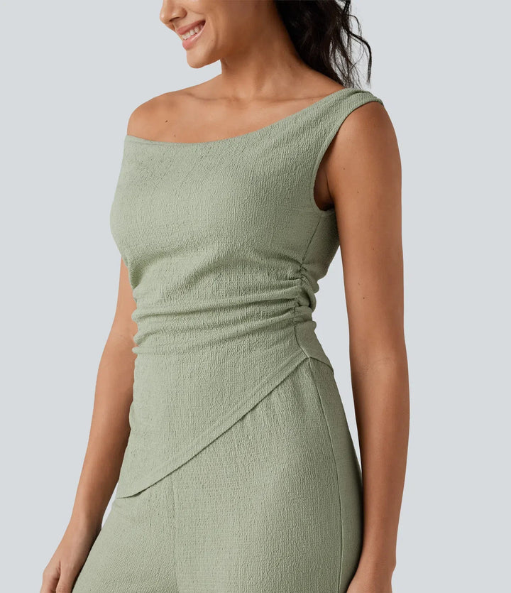 Off Shoulder Built-in Bra Casual Jumpsuit-Easy Peezy Edition