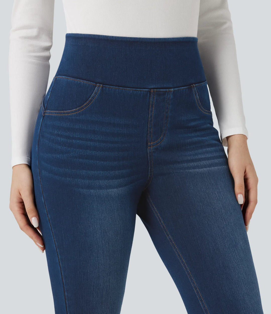 Halara Flex High-waisted Butt-lifting Tummy Control Skinny Denim Casual 7/8 Leggings with Pockets