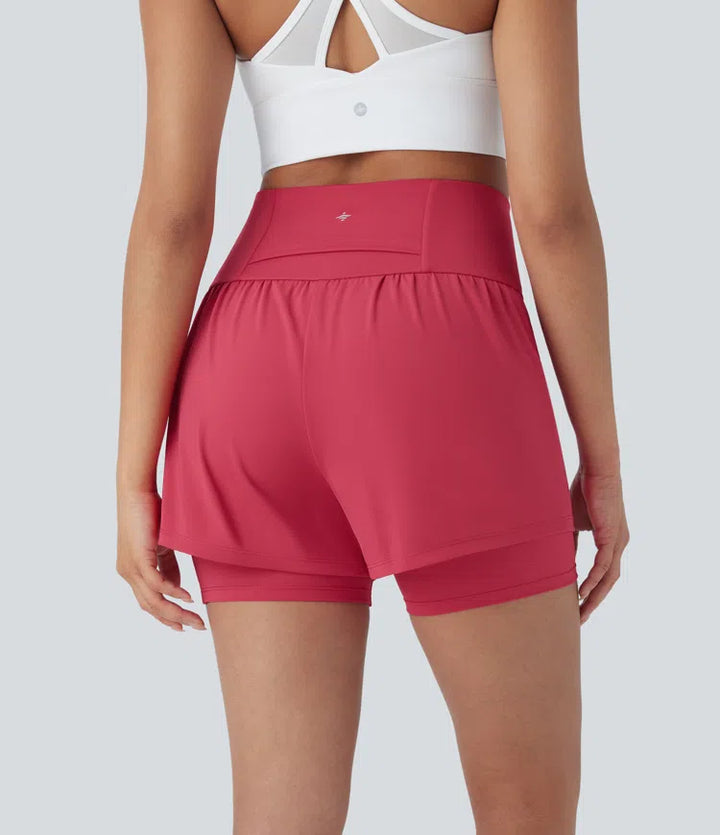 SoftlyZero Airy Super High Waisted 2-in-1 InstantCool Yoga Shorts 5&
