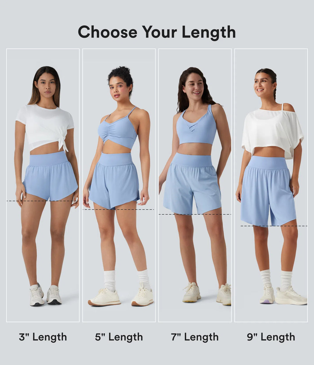 SoftlyZero QuickDry High Waisted Tummy Control Reflective Dots Crossover Hem 2-in-1 Running Shorts 5&