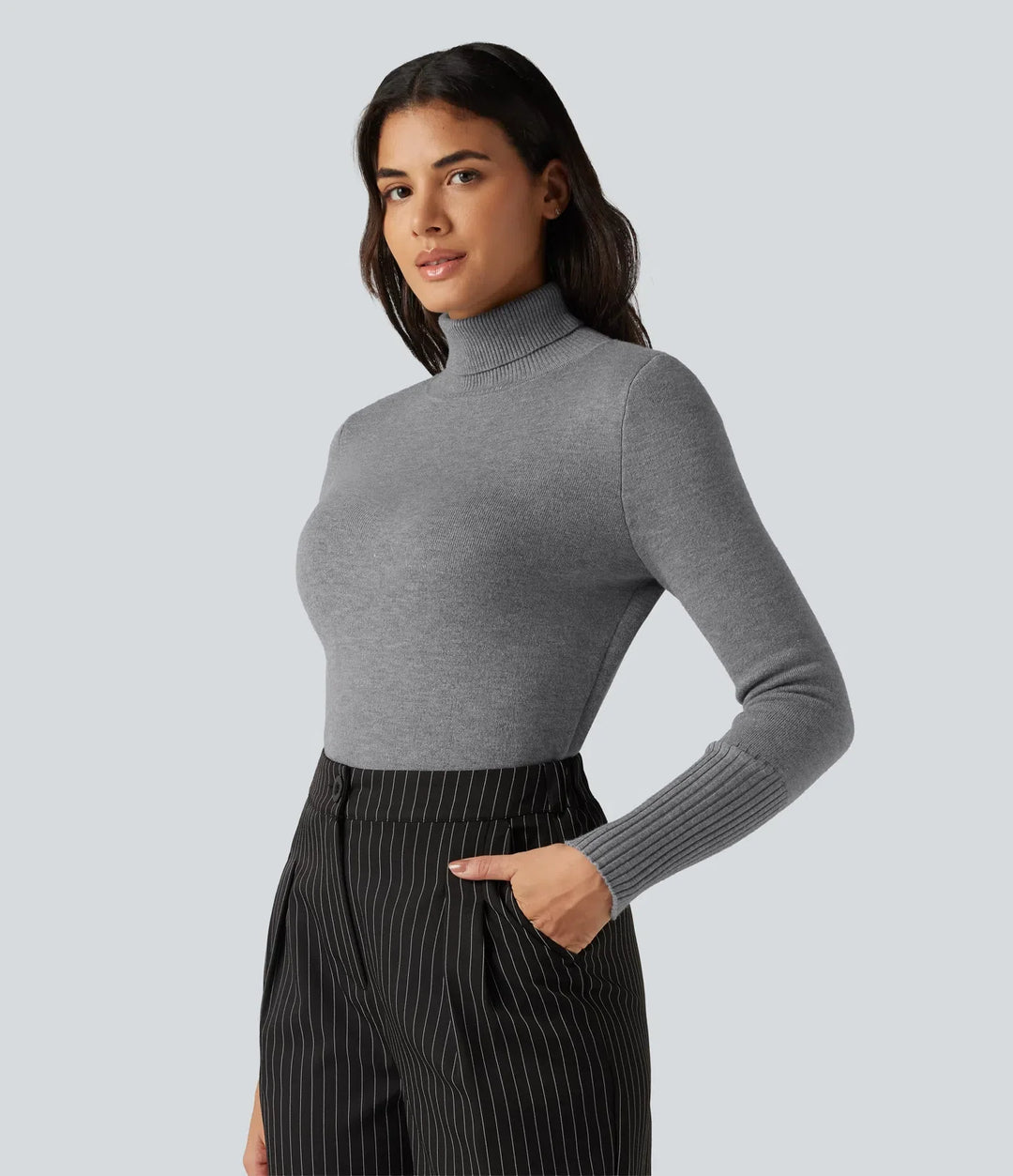 High Neck Long Sleeve Casual Jumper