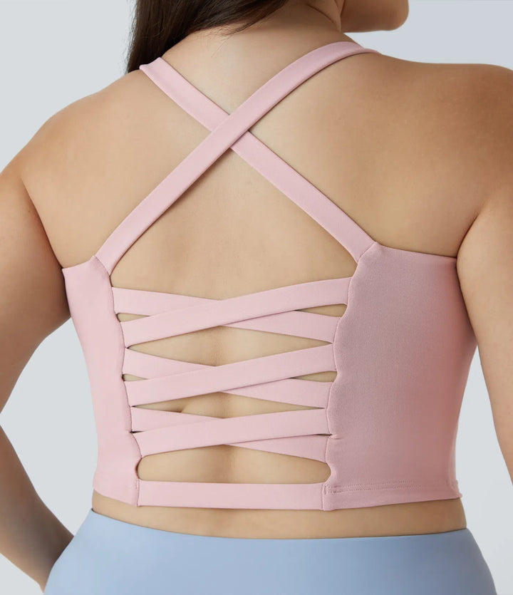 Crisscross Backless Cropped Yoga Plus Size Tank Vest Top