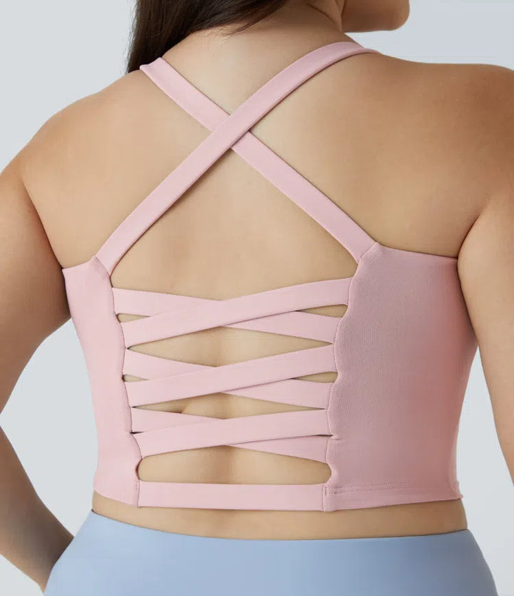 Crisscross Backless Cropped Yoga Plus Size Tank Vest Top