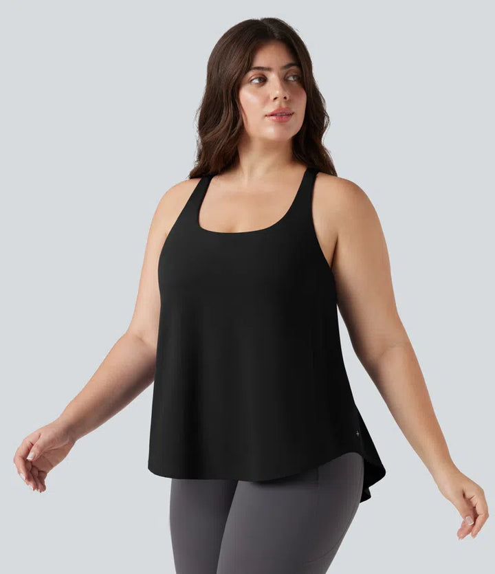 Plus Size Halara UltraSculpt Round Neck Curved Hem Running Tank Top