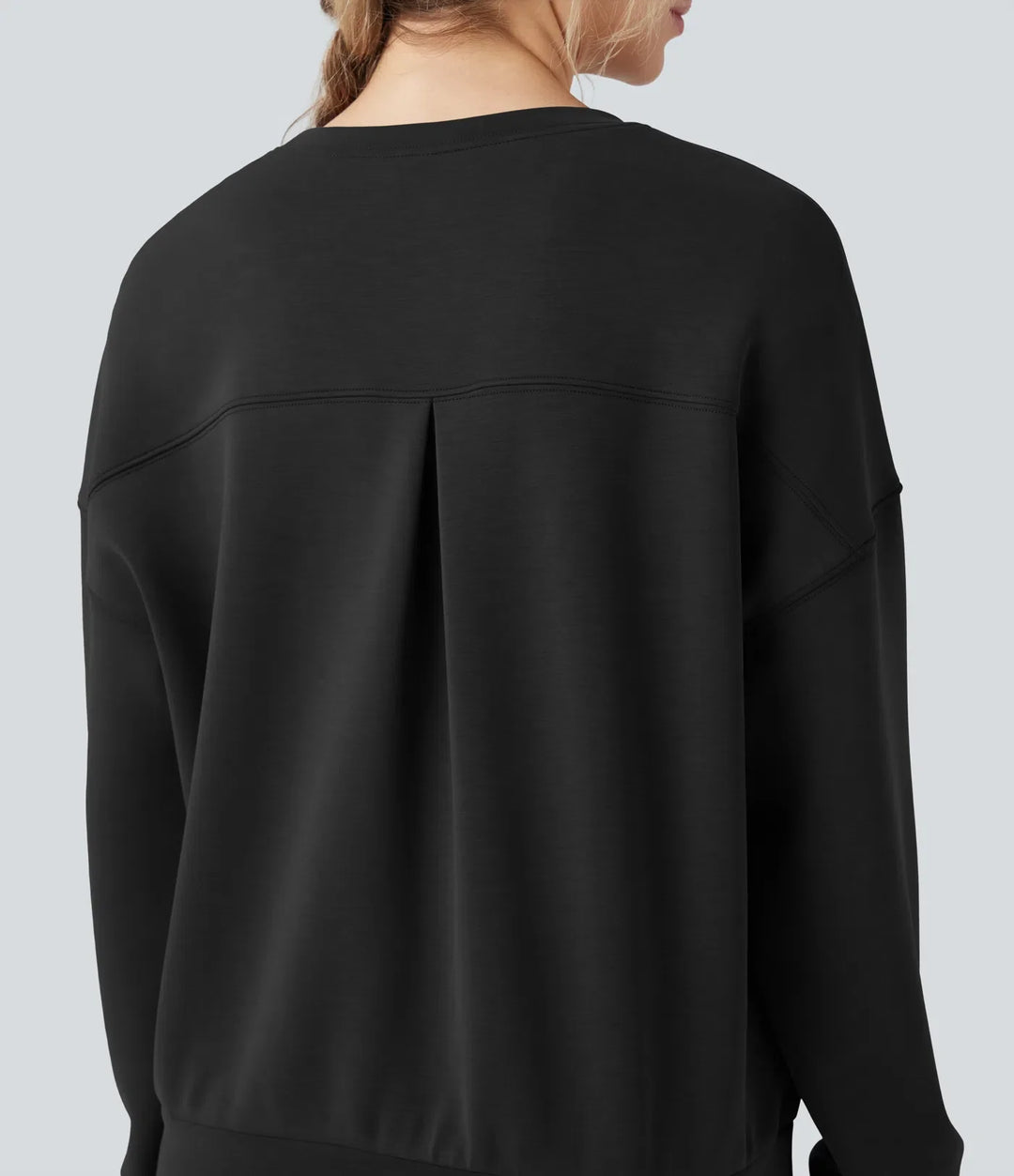SpacerTek Rounded Neckline Long Sleeve Crossover Back Casual Sweatshirt