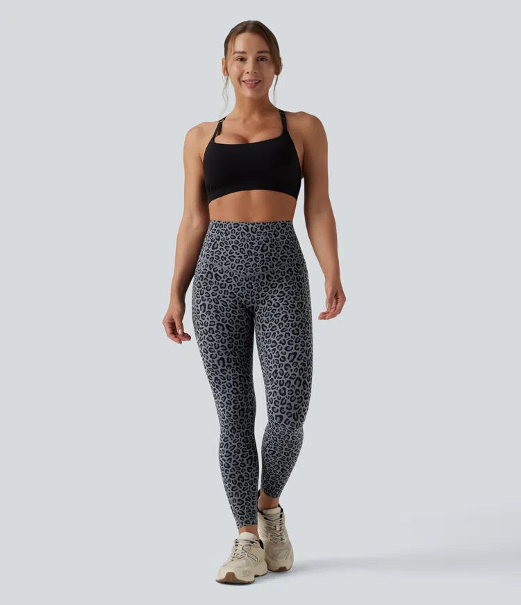 Halara UltraSculpt Leopard Print High Waisted Tummy Control Yoga Leggings with Pockets