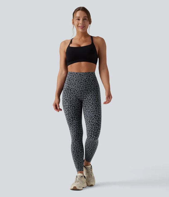 Halara UltraSculpt Leopard Print High Waisted Tummy Control Yoga Leggings with Pockets