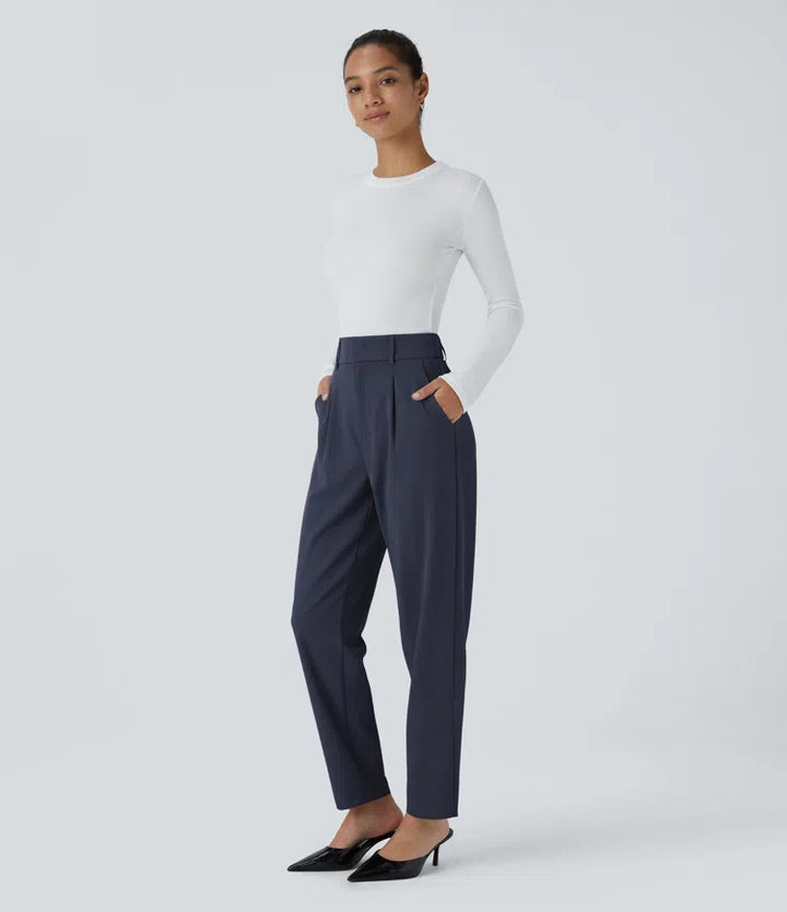 Halara Flex High Waisted Pocket Solid Work Tapered Trousers